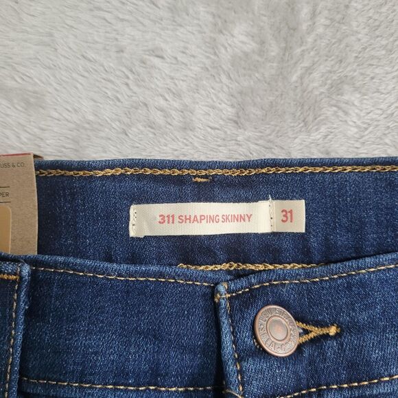 Levi's 311 Shaping Skinny Jeans Womens 31x30 Blue Med Wash Distressed Stretch - Picture 3 of 16